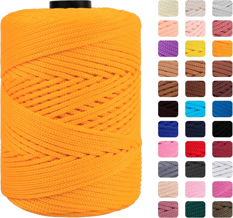 CAMAL Polypropylene Cord 3mm 185 Yards Colorful Polyester Yarn Handmade Knitting Thread Macrame Cord 3mm for Crochet Bags, DIY Crafts, Plant Hangers, Making Macrame Project(Golden Yellow) - Image 1